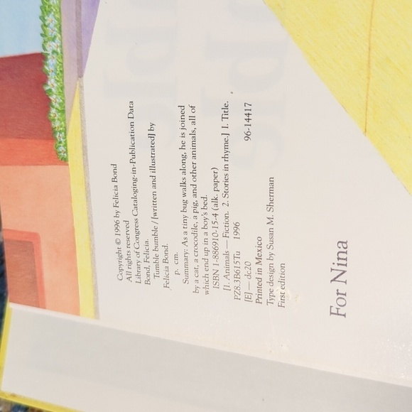 Felicia Bond Tumble Bumble Hardback Book 1996 - Picture 3 of 5